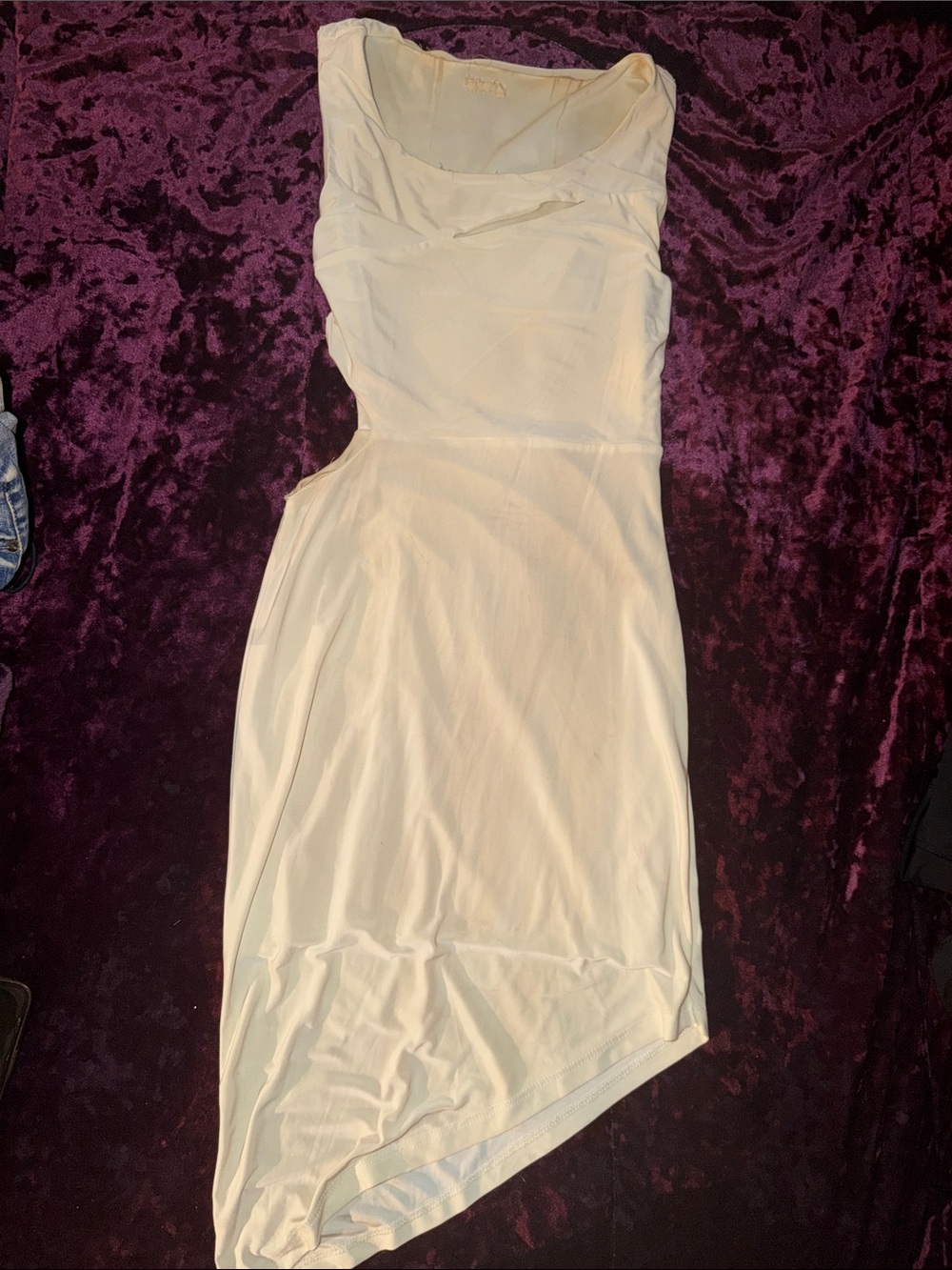 Tobi White Asymmetrical Cutout Bodycon Dress